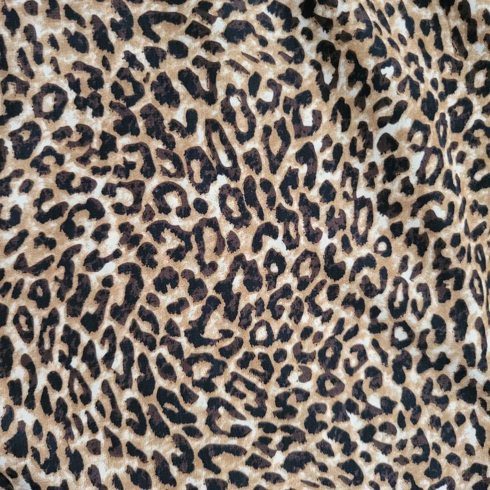 Leopard Animal Print Dress Womens Large Brown Ruffle Tiered‎ Sleeve 90s Mob Wife
